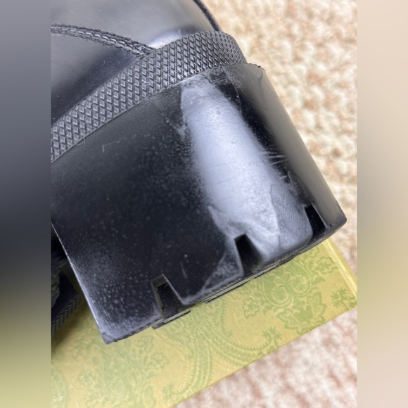 Gucci Sylvie Web Womens Lace Up Calfskin Leather Black Combat Boots Size 39. - Picture 11 of 11